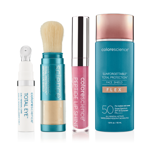 Suzetty's Favorites: Total Eye 3in1 Renewal Therapy, Sunforgettable Total Protection Brush-on Shield SPF 50, Peptide Lip Shine SPF 30, Sunforgettable Total Protection Face Shield Flex SPF 50 || all